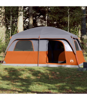 vidaXL Family Tent Cabin 10-Person Grey and Orange Waterproof