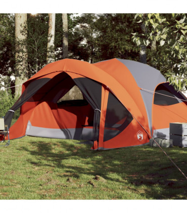 vidaXL Family Tent Cabin 6-Person Grey and Orange Waterproof