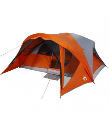 vidaXL Family Tent Cabin 6-Person Grey and Orange Waterproof