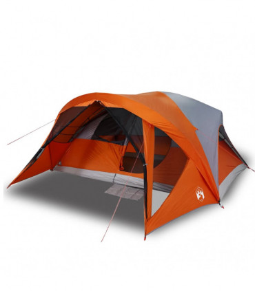 vidaXL Family Tent Cabin 6-Person Grey and Orange Waterproof