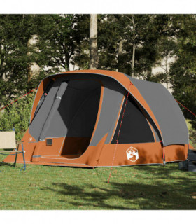 vidaXL Family Tent Cabin 6-Person Grey and Orange Waterproof
