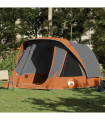 vidaXL Family Tent Cabin 6-Person Grey and Orange Waterproof