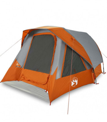 vidaXL Family Tent Cabin 6-Person Grey and Orange Waterproof