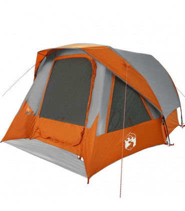 vidaXL Family Tent Cabin 6-Person Grey and Orange Waterproof