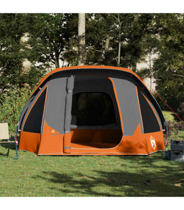 vidaXL Family Tent Cabin 6-Person Grey and Orange Waterproof