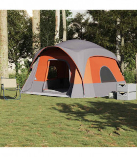 vidaXL Family Tent Cabin 6-Person Grey and Orange Waterproof