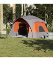 vidaXL Family Tent Cabin 6-Person Grey and Orange Waterproof