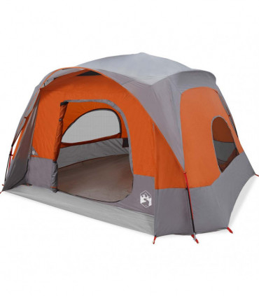 vidaXL Family Tent Cabin 6-Person Grey and Orange Waterproof