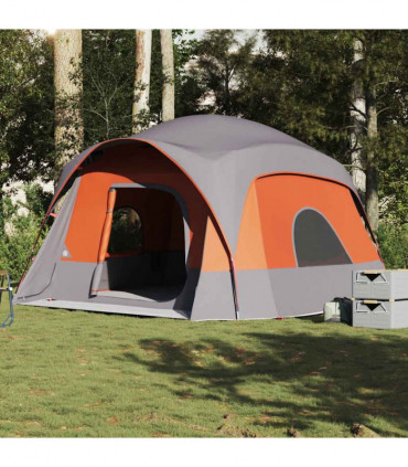 vidaXL Family Tent Cabin 6-Person Grey and Orange Waterproof