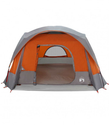 vidaXL Family Tent Cabin 6-Person Grey and Orange Waterproof