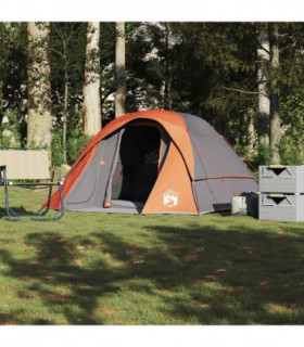 vidaXL Family Tent Cabin 6-Person Grey and Orange Waterproof