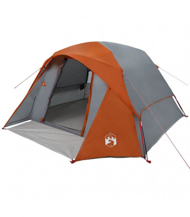 vidaXL Family Tent Cabin 6-Person Grey and Orange Waterproof