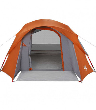 vidaXL Family Tent Cabin 6-Person Grey and Orange Waterproof