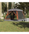 vidaXL Family Tent Cabin 6-Person Grey and Orange Waterproof