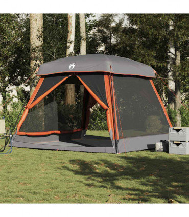 vidaXL Family Tent Cabin 6-Person Grey and Orange Waterproof