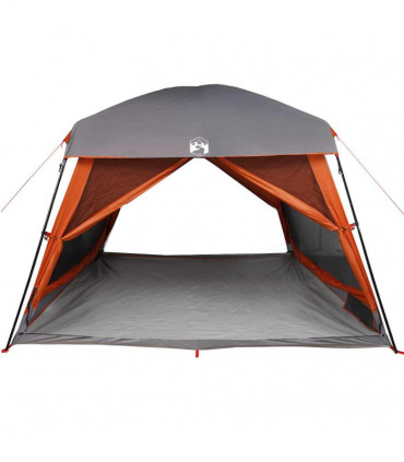 vidaXL Family Tent Cabin 6-Person Grey and Orange Waterproof