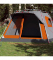 vidaXL Family Tent Cabin 7-Person Grey and Orange Quick Release