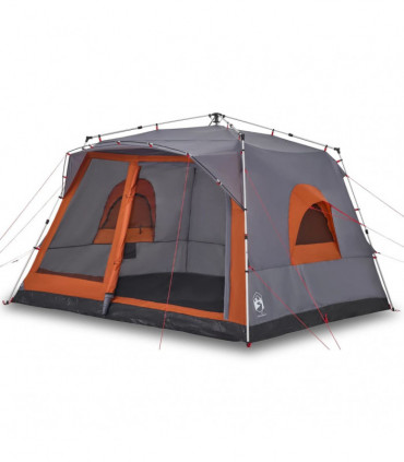 vidaXL Family Tent Cabin 7-Person Grey and Orange Quick Release