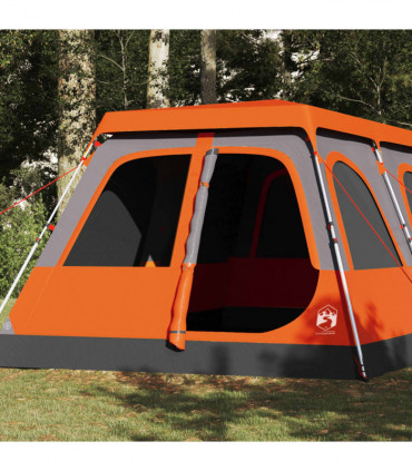 vidaXL Family Tent Dome 10-Person Grey and Orange Quick Release