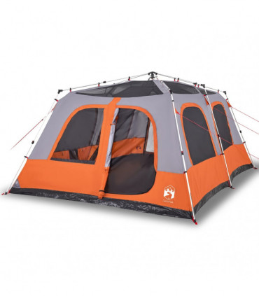 vidaXL Family Tent Dome 10-Person Grey and Orange Quick Release