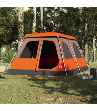 vidaXL Family Tent Dome 10-Person Grey and Orange Quick Release