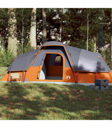 vidaXL Family Tent Dome 11-Person Grey and Orange Waterproof