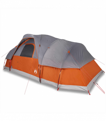 vidaXL Family Tent Dome 11-Person Grey and Orange Waterproof