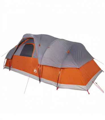 vidaXL Family Tent Dome 11-Person Grey and Orange Waterproof