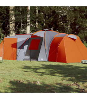 vidaXL Family Tent Dome 12-Person Grey and Orange Waterproof