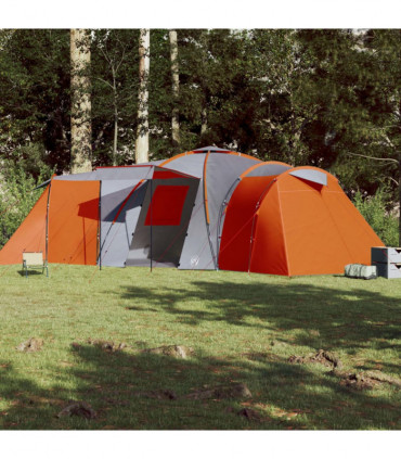 vidaXL Family Tent Dome 12-Person Grey and Orange Waterproof
