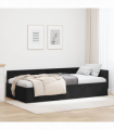 vidaXL Corner Bed Frame Black 90 x 200 cm Velvet and Engineered wood