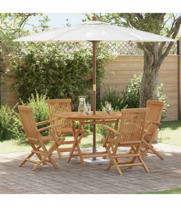 vidaXL Garden Dining Set Folding 5 pcs Brown Solid Teak wood