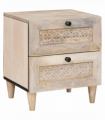 vidaXL Bedside Table Beige 40 x 33 x 46 cm Solid mango wood