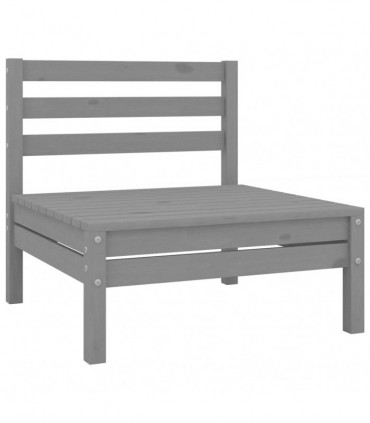 10 Piece Garden Lounge Set Solid Pinewood Grey