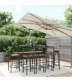 vidaXL 11 Piece Garden Bar Set Black Poly Rattan& Solid Wood Acacia