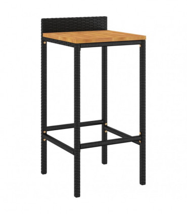 vidaXL 11 Piece Garden Bar Set Black Poly Rattan& Solid Wood Acacia