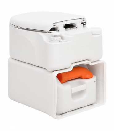 Integrated Camping Toilet White 24+17 L HDPE&Steel