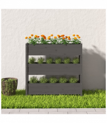 Planter Grey 112x25x104.5 cm Solid Wood Pine