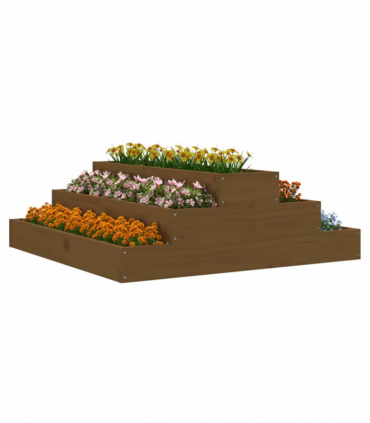 Planter Honey Brown 80x80x27 cm Solid Wood Pine