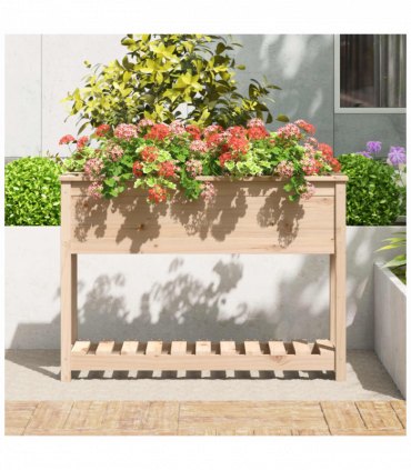Planter with Shelf 111.5x34.5x81 cm Solid Wood Pine