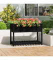 Planter with Shelf Black 111.5x54x81 cm Solid Wood Pine