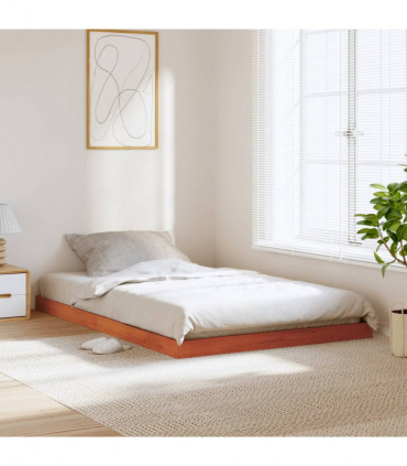 vidaXL Bed Frame Wax Brown 120x190 cm Small Double Solid Wood Pine