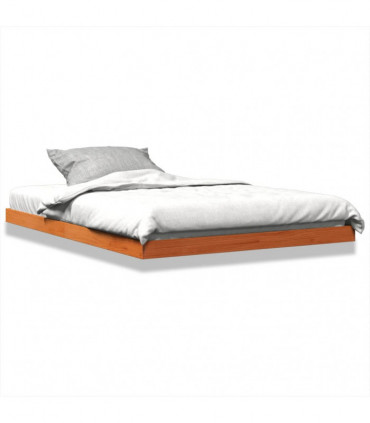 vidaXL Bed Frame Wax Brown 135x190 cm Double Solid Wood Pine