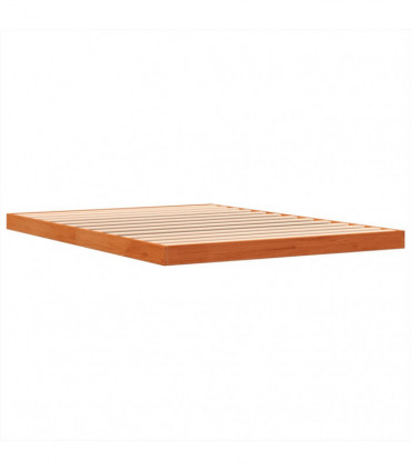 vidaXL Bed Frame Wax Brown 135x190 cm Double Solid Wood Pine