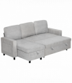 HOMCOM Pull Out Sofa Bed L Shape Corner Sofa w/ Reversible Chaise Light Grey