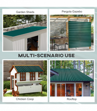 Outsunny Pack of 12 Metal Roofing Sheets for Greenhouse and Shed, Green