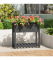 Planter with Shelf Grey 82.5x34.5x81 cm Solid Wood Pine