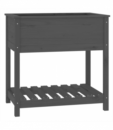 Planter with Shelf Grey 82.5x54x81 cm Solid Wood Pine
