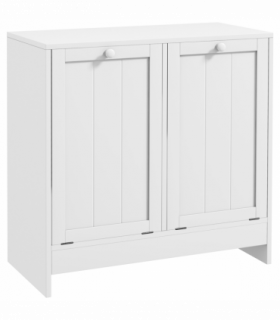 kleankin Tilt-out Laundry Storage Cabinet with 2 Compartment Hampers, White