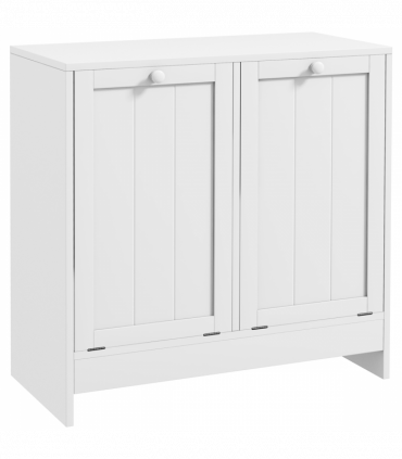 kleankin Tilt-out Laundry Storage Cabinet with 2 Compartment Hampers, White